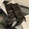 Herbst Winter Streetstyle Dünne Niedrige Absätze Damen Kniehohe Stiefel Sexy Spitzschuh Lässige Partyschuhe Lange Botas Mujer
