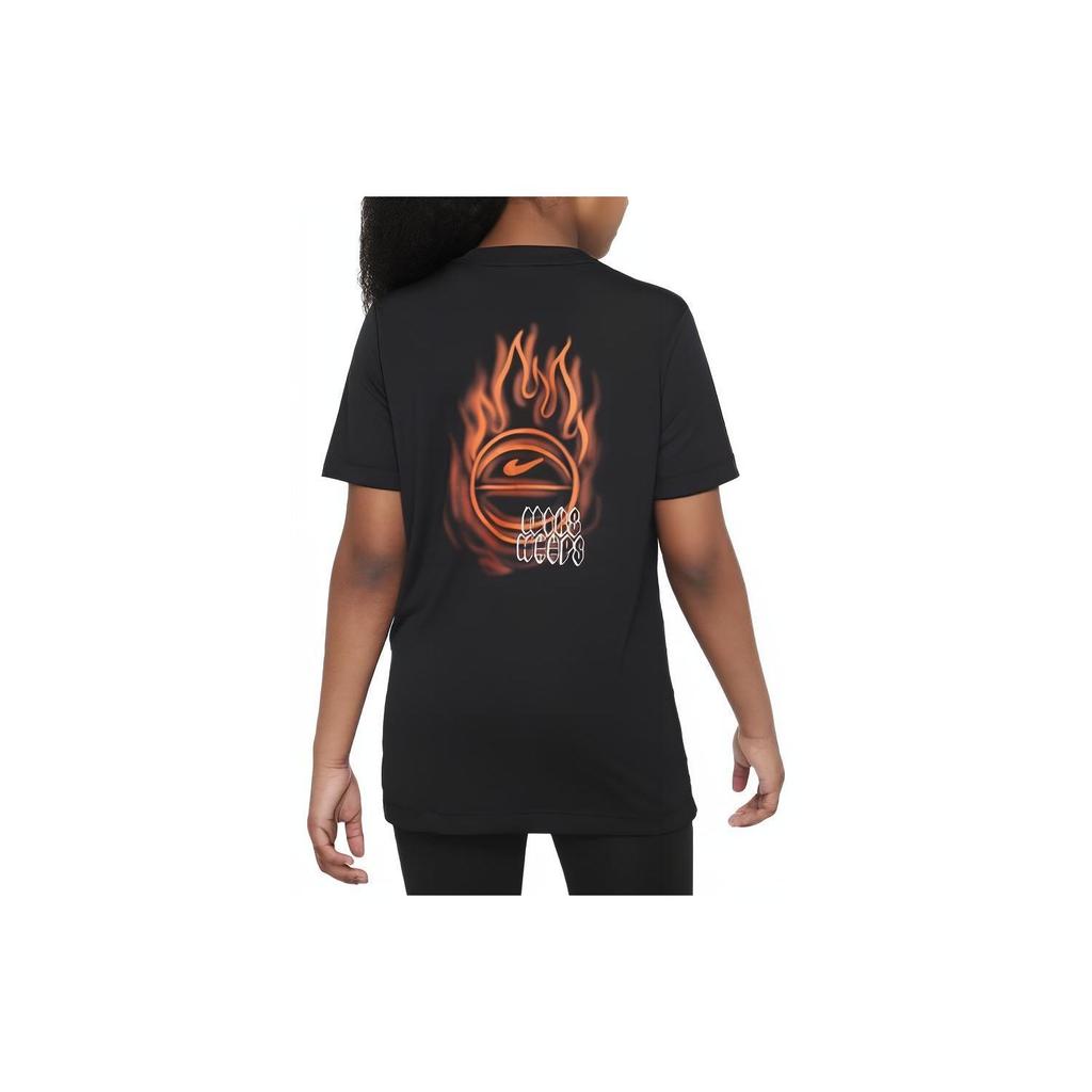 Nike Dri-FIT Logo Print Crew Neck Short Sleeve T-Shirt Kids tops Black FD3998-010