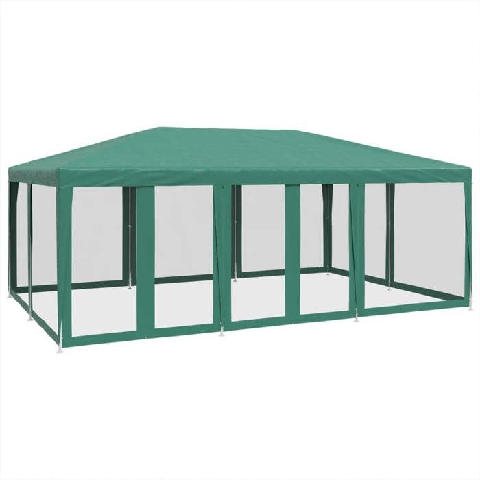 VidaXL Tente de fête avec 10 parois latérales en maille vert 6x4m PEHD, tente, tente à baldaquin, auvent de gazebo, tente de 4010068