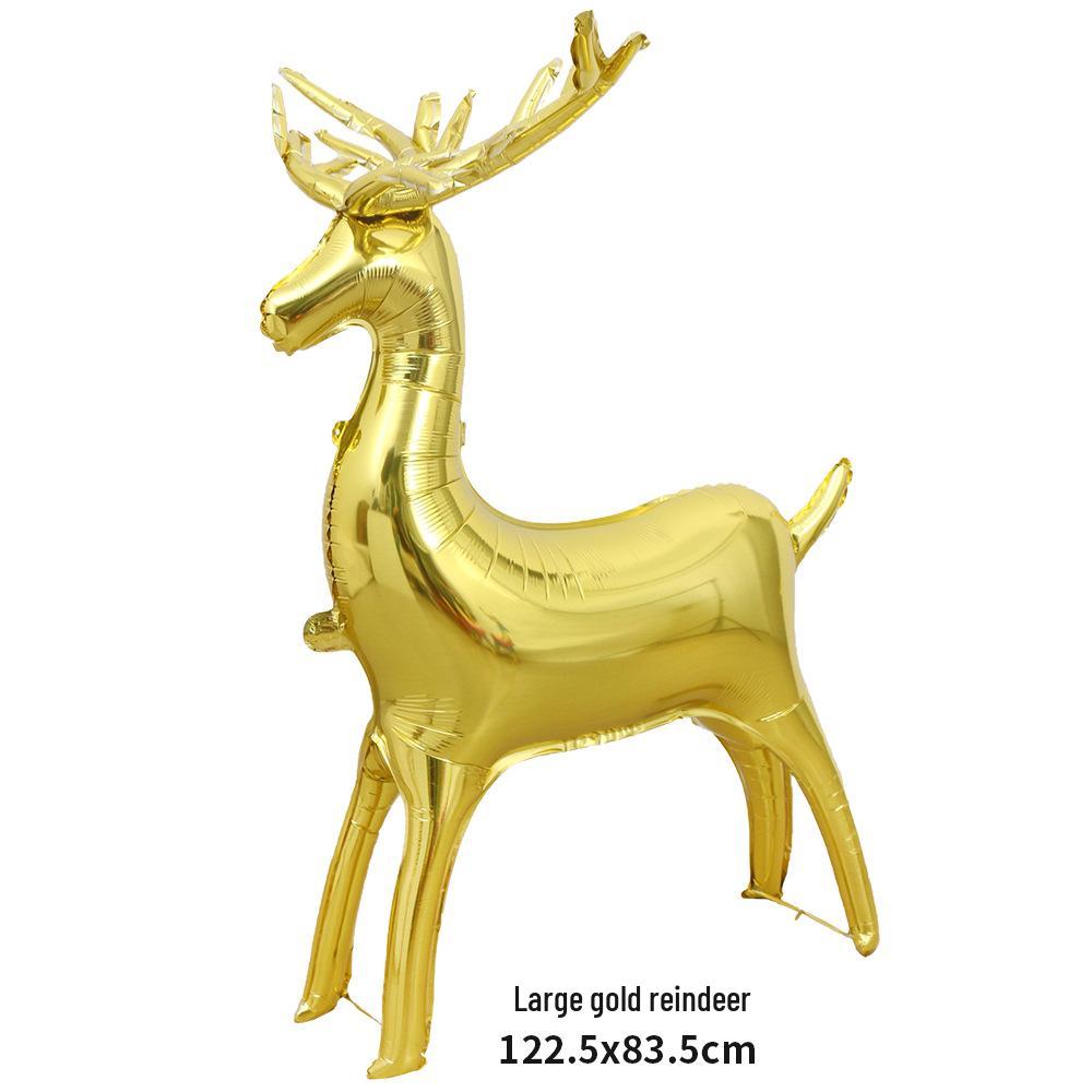 3D Golden Reindeer Aluminum Foil Balloon - Christmas Party Decoration