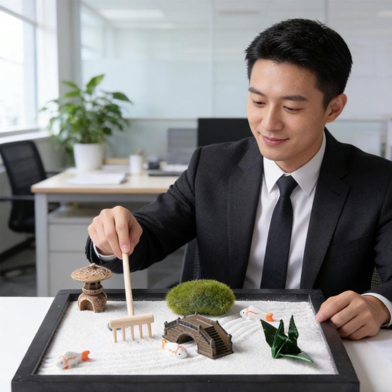 Японський сад Дзен для столу Дерев'яний пісочний сад Декорації Дзен Медитації Подарунок Сенсорний терапевтичний інструмент Усвідомленість Емоційний