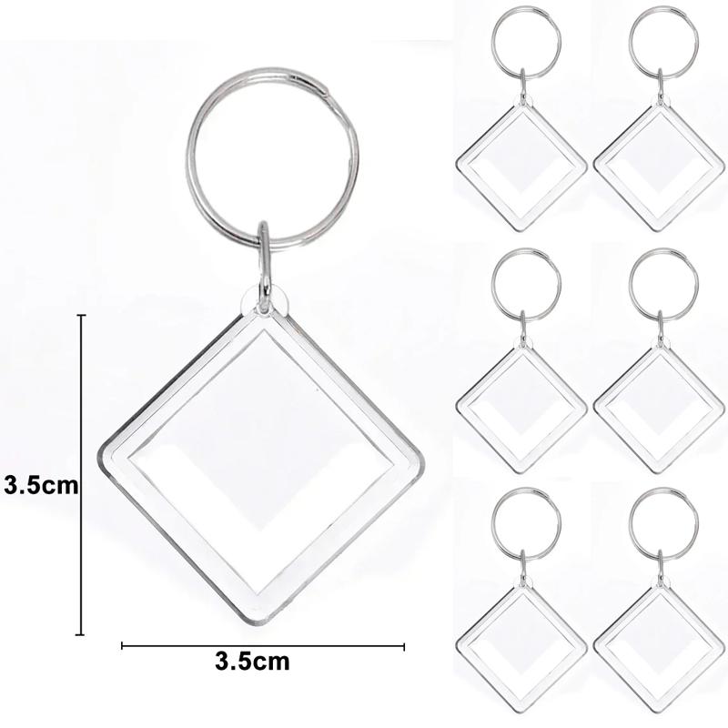

5/50pcs Transparent Photo Frame Keychain Tassels Snap-In Custom Insert Photo Acrylic Blank Keyring Clear Blank Picture Pendant 5 pcs