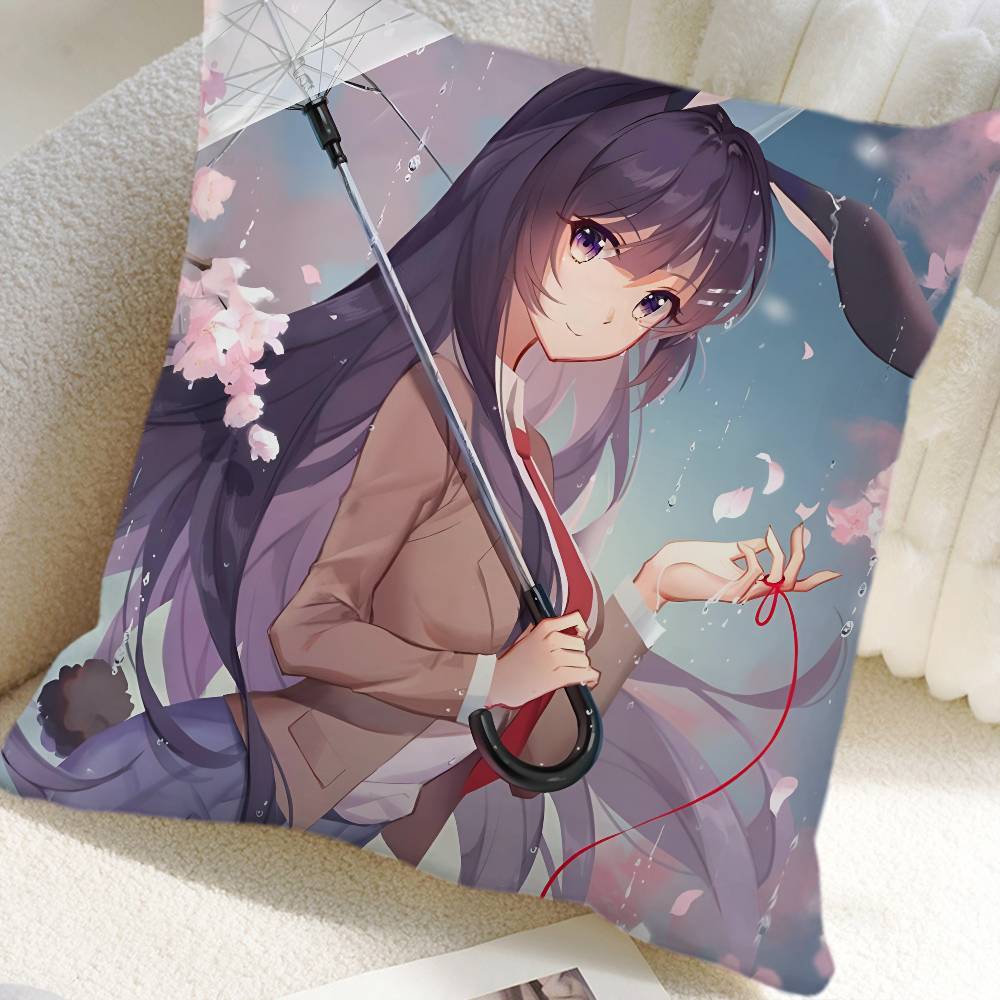 Anime Seishun Buta Yaro Black Stockings Pillow Case Square Pillow Bedroom Sofa Leisure Comfort Cushion Car Home Decoration