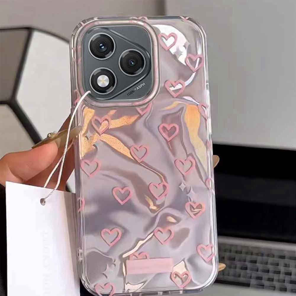 Korean Pink Love Heart Couple Phone Case for Honor 400 Lite 200 Pro 90 Smart X9c X9a X9b X8b X8a X8c X7c X7b X6c X6 Shell Cover