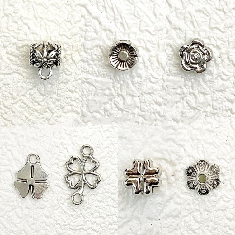 Balení 100 komponentů pro šperky se čtyřlístkem Přívěsek na náhrdelník Šperkařská doplňková texturovaná slitina Přívěsek pro jedinečné šperky