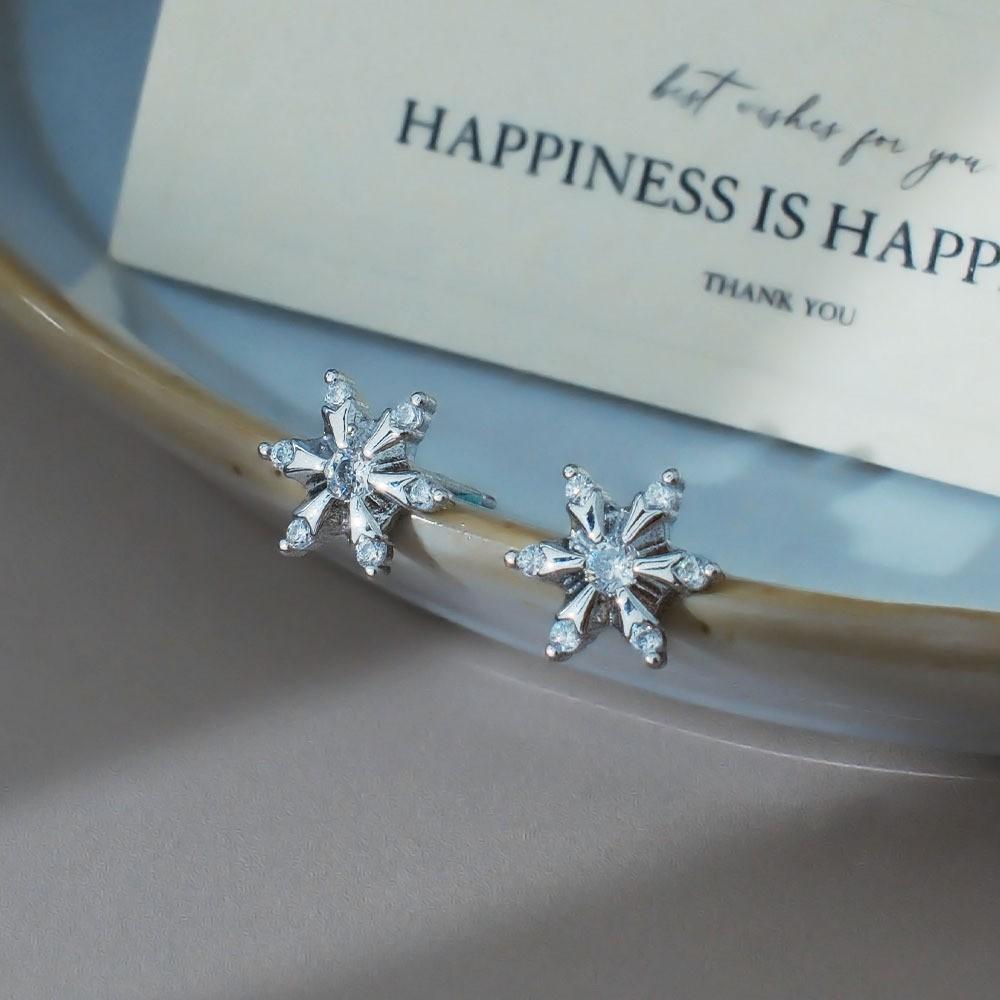 Strong Color Retention, Personalized Trend, Diamond-Encrusted Snowflake Stud Earrings, Niche Design, High-End Light Luxury Earrings, Earrings.