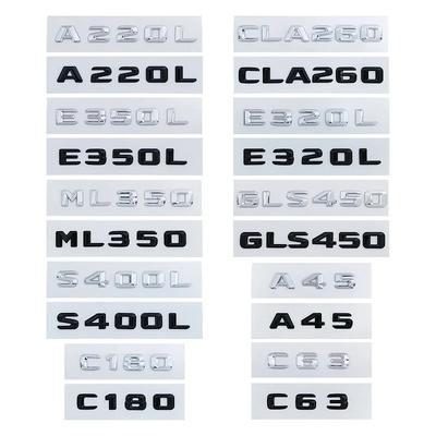 ABS Car Rear Trunk Emblem Sticker Letter Decal for Mercedes Benz C63 A45 E320L E350L S400L A220L ML350 GLS450 CLA260 Accessories