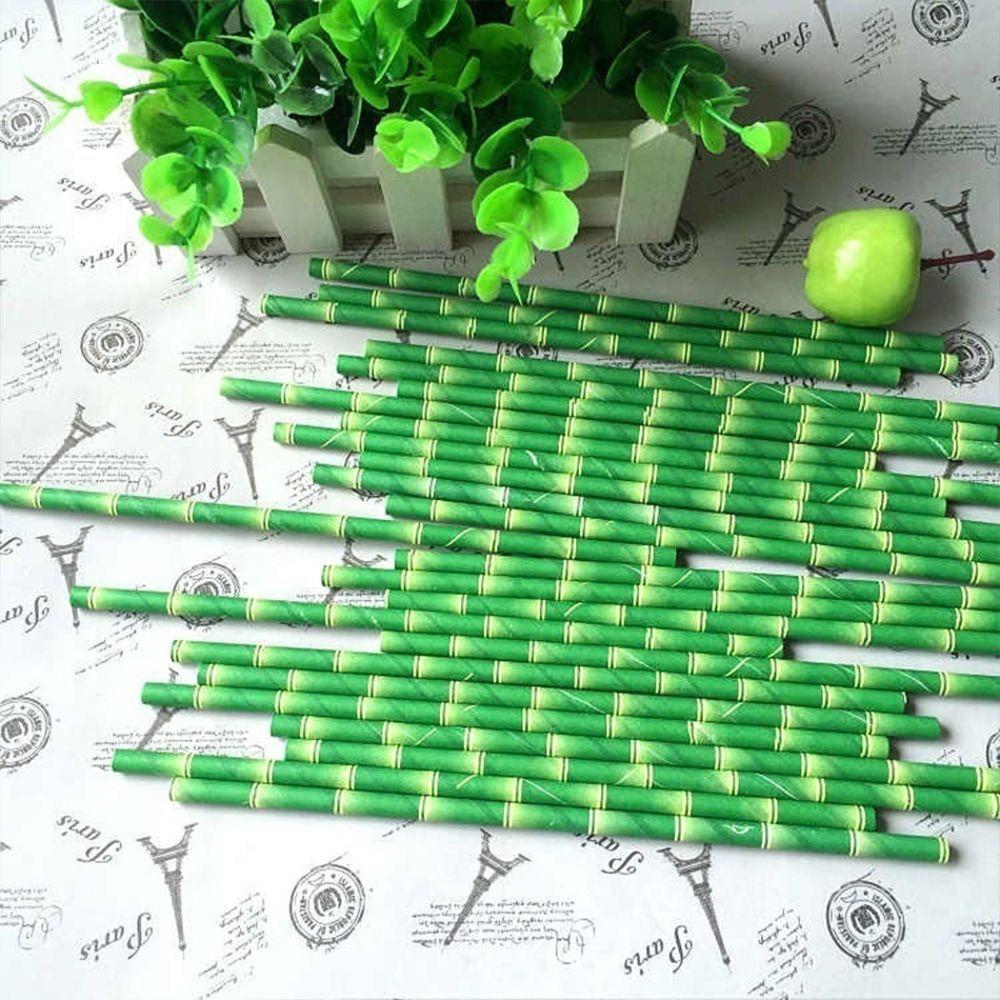 

New High Quality Safari Birthday Jungle Paper Straws Party Panda Bamboo зелёный