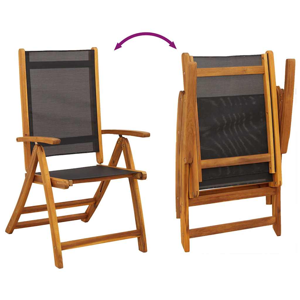 Garden Chairs 2 Pcs Foldable Solid Acacia Wood and Textilene