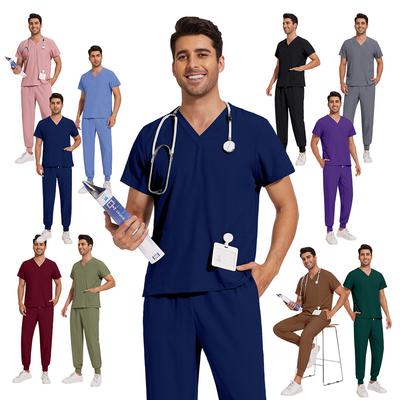 Unisex Quick-Dry Short-Sleeve Scrub Suit: Medical Two-Piece Set for Nurses and Hospital Staff