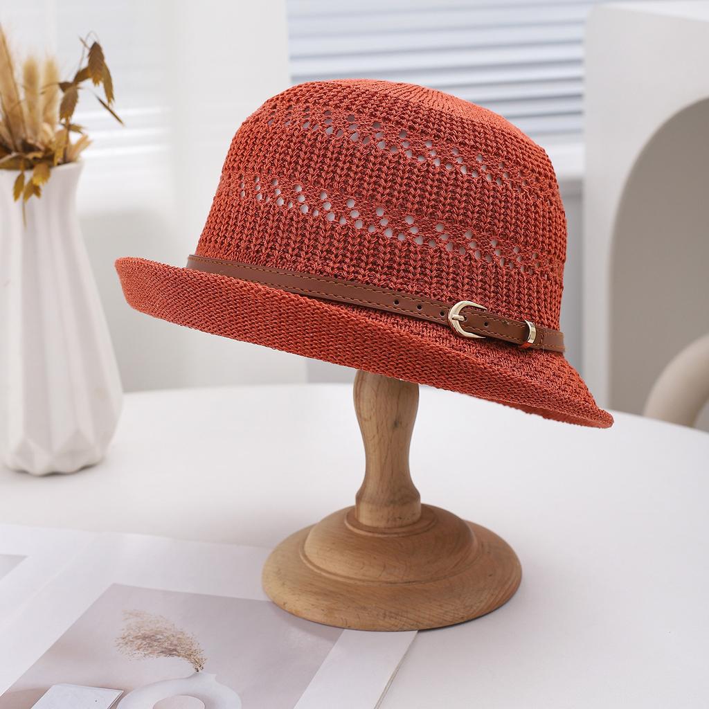 Summer breathable woven sun hat new fashion upturned brim foreign style mother hat summer sunscreen hat women
