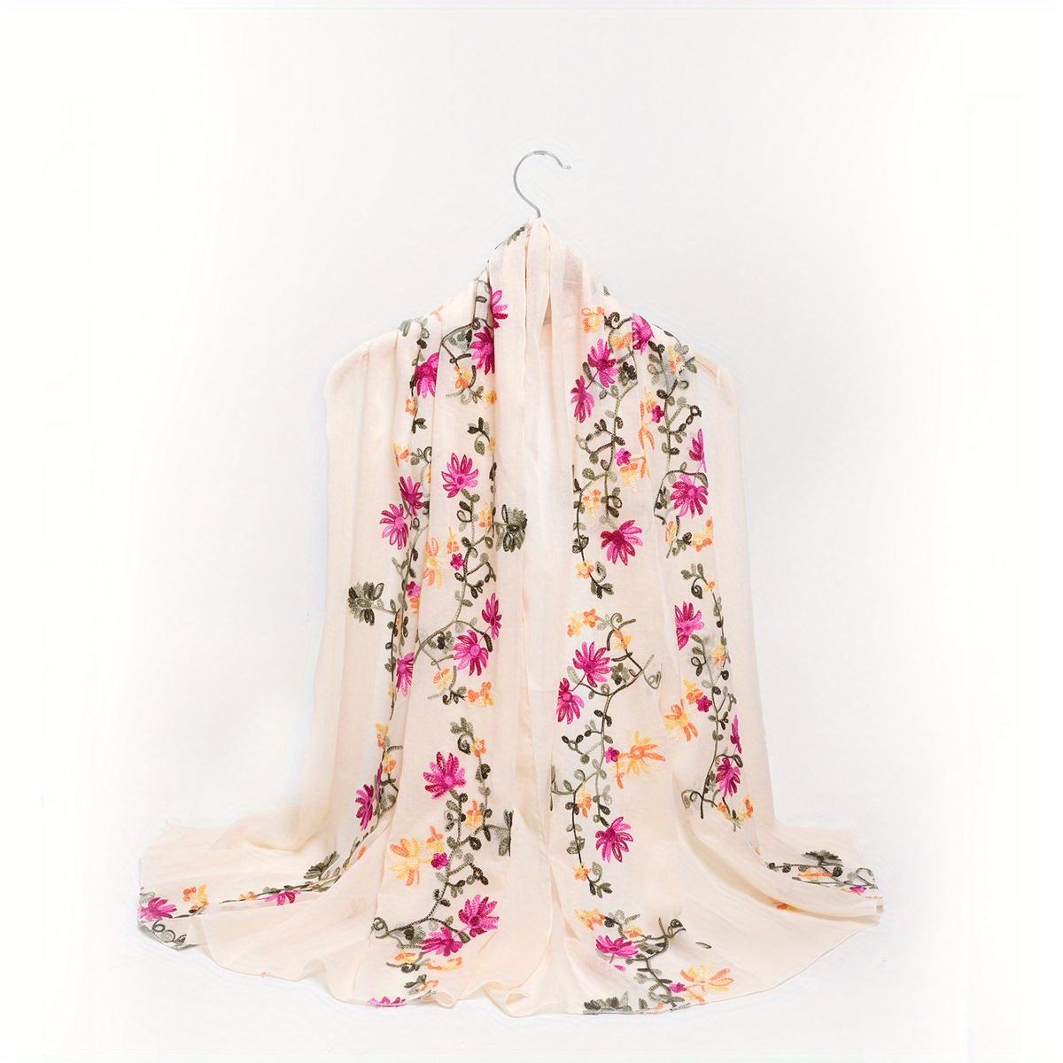 

Элегантный шарф с цветочной вышивкой, классический однотонный шаль, повседневная бандана, ветрозащитная повязка на голову, хиджаб, дорожное пляжное полотенце 80-180CM