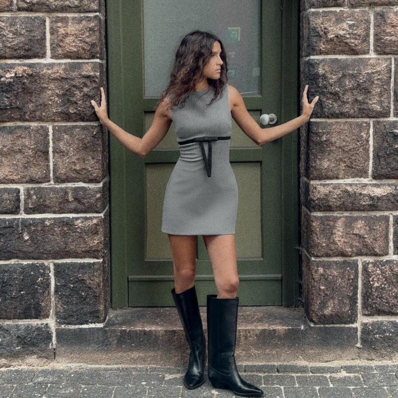 Za Foreign Trade New Women clothes ZR Western Style Fashion Bowknot Decoration Silk Satin Texture Short Dress 3152256