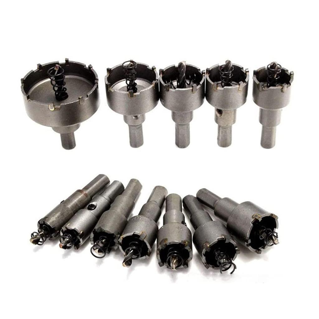 12Pcs Hole Saw Set  Carbide Hole Cutter Set Metal Fit  for Plastic  Wood Stainless Steel Copper
