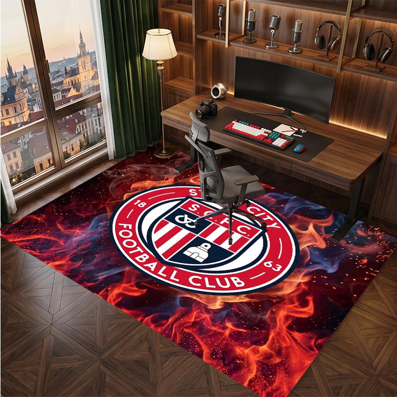 Stoke City Football Print Crystal Velvet Rug, Comfortable Water Absorbent Non Slip Indoor Floor Carpet