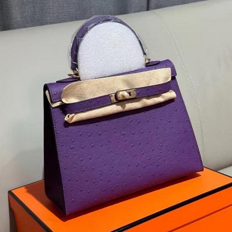 2026 Neue Leder-Damenhandtasche erste Schicht Straußenmuster Rindsleder erste und zweite Generation tragbar Einzel schulter schräg über tragbar Damenhandtasche