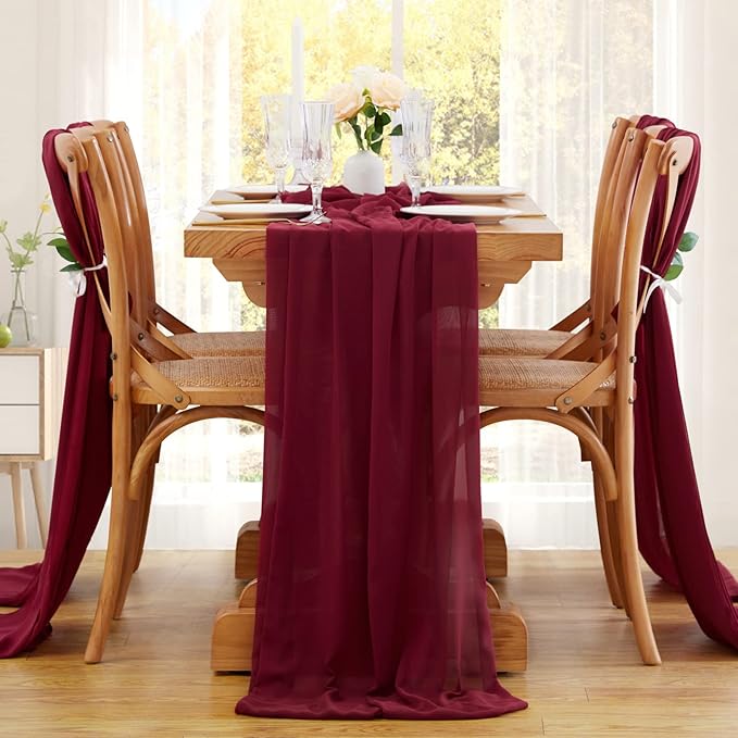 White Chiffon Table Runners Sheer Table Runner Wedding Arch Chair Sashes for Baby Shower Birthday Party Table Top Decoration