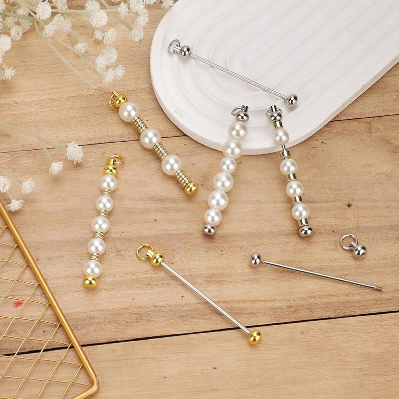 WTEMPO Barras de Chaveiro Enfiáveis em Branco Metal DIY Chaveiro de Contas Barra Berloques Eady Destacável Acessórios para Fazer Chaveiro para Projeto de Artesanato Pingente