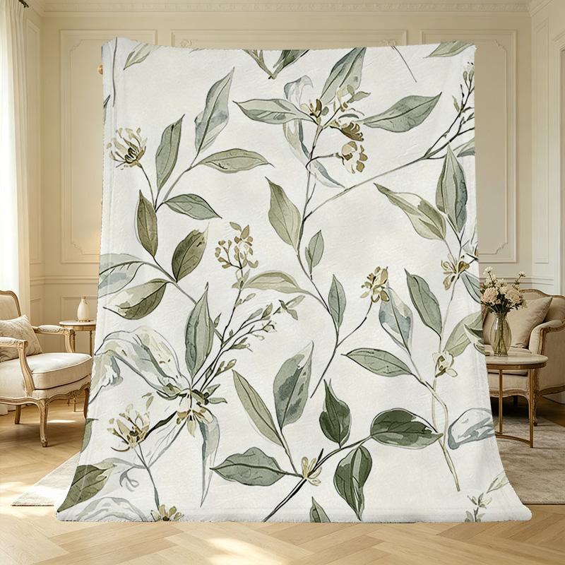 Thick Warm Flannel Blanket with Plant Print,Soft Cozy Home Decor Blanket for Christmas & Halloween