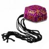 Elegant Beret Cap with Decorative Braids And Sequined Flower Decors Uyghur Hat For Stage Performances and Cultural Event