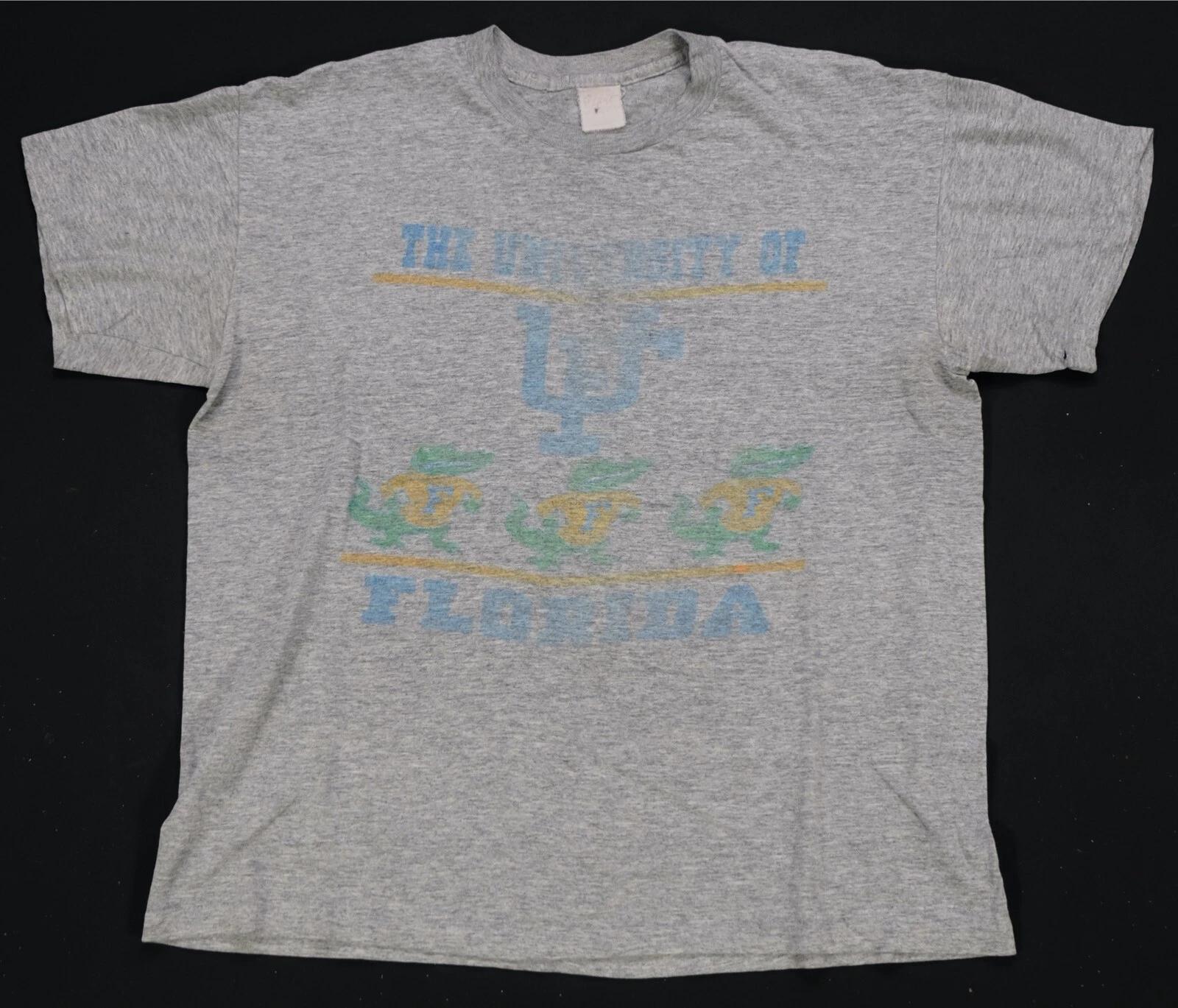 Rare Vintage The University of Florida Gators Single Stitch T Shirt 80s 90s Gray 3XL