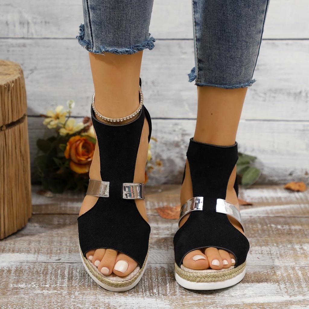Neue Damen Keilsandalen Elegante Plateausandalen Damen Sommer Peeptoe High Heels Schuhe für Damen Sandalias De Mujer