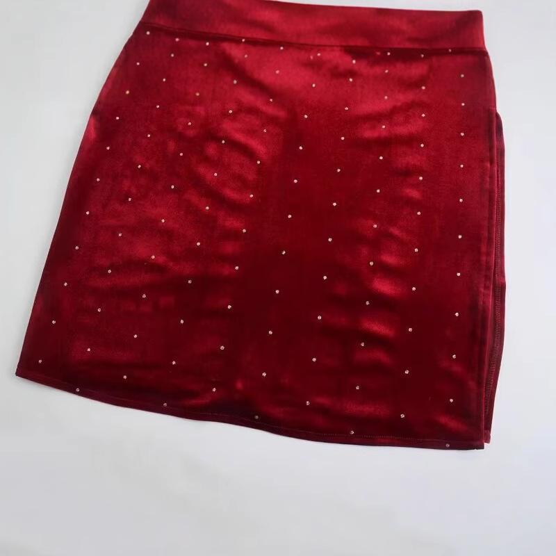 Autumn/Winter Velvet Ruched Slit Camisole Dress: European & American Style