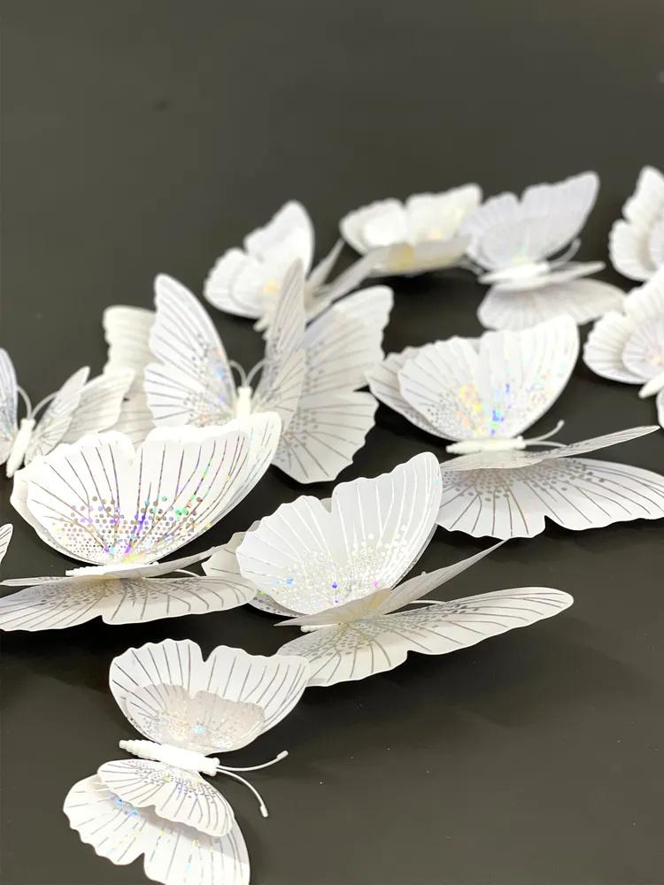 3D Flashing Butterfly Wall Decoration, Butterfly Crafts, 12 Butterflies,Double,Layer Butterfly Wall Stickers