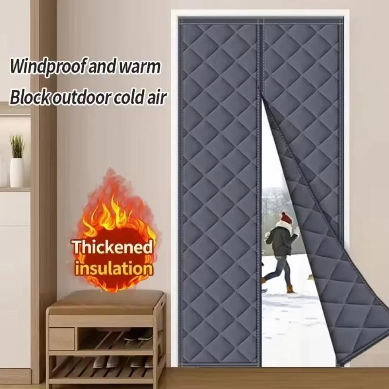 1 Piece Winter Door Curtain, Windproof & Thermal Insulated Magnetic Heavy Duty Thermal Curtain Soundproof Energy Saving Windproof Indoor Outdoor
