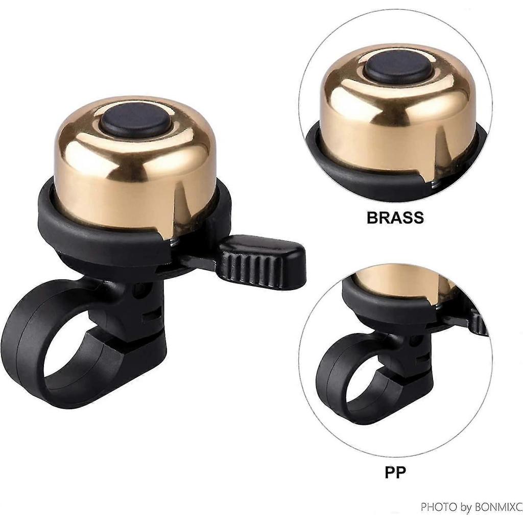 2-pack Bicycle Bell Brass Small Bicycle Bell Clearer Louder Longer Lasting Purer Tone (gold