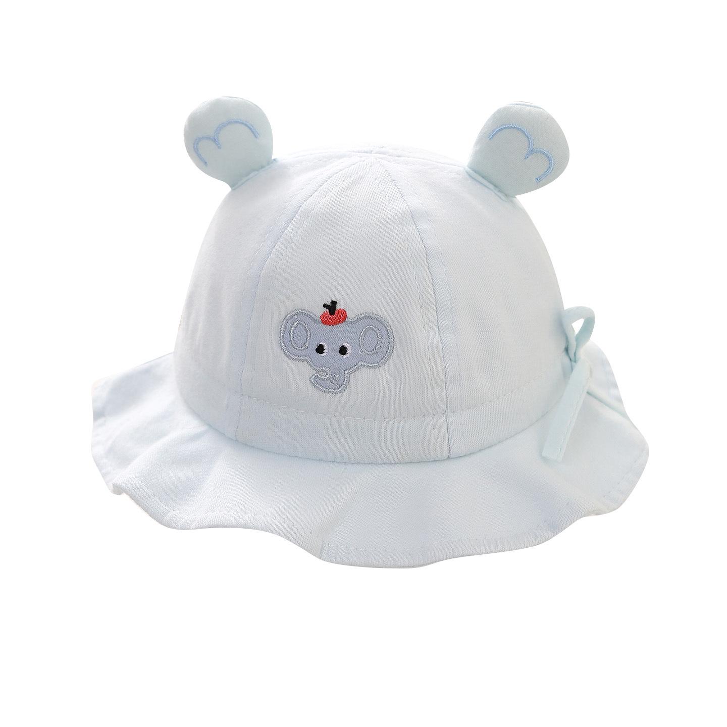 

Spring & Autumn Baby Fisherman Hat - Adorable Cartoon Bucket Hat for Boys & Girls with Sun Protection Embroidered Animal Bucket Hat - Blue Elephant