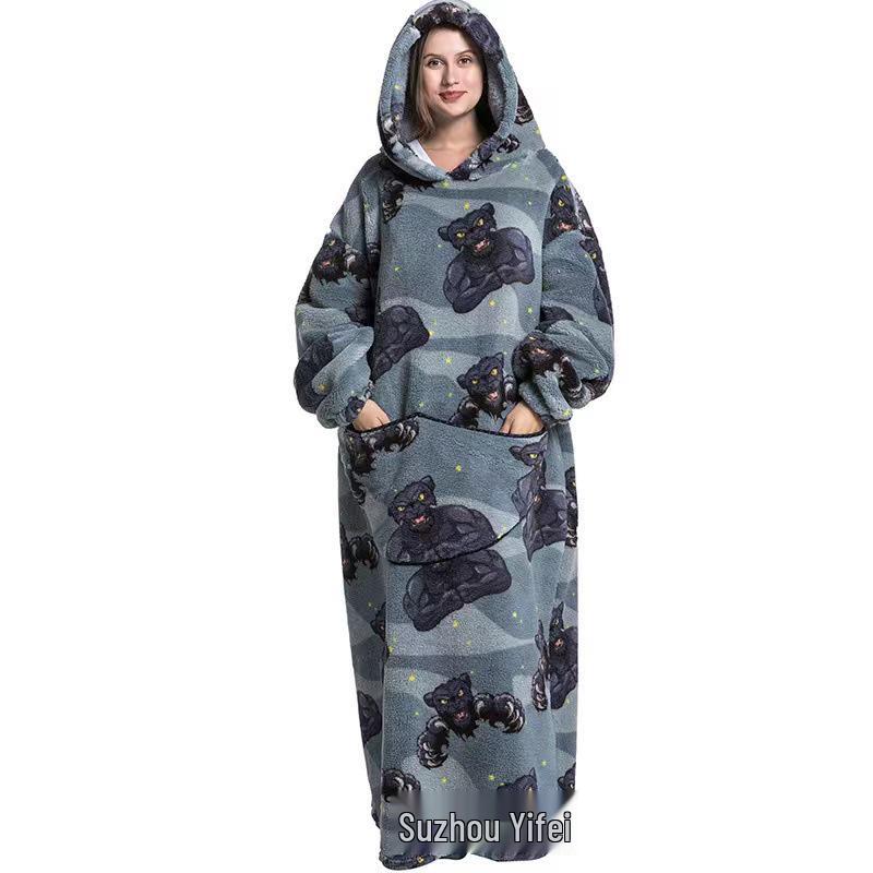2023 Hooded Oversized Flannel Blanket Clothing for Men & Women – Extended Length for Warmth