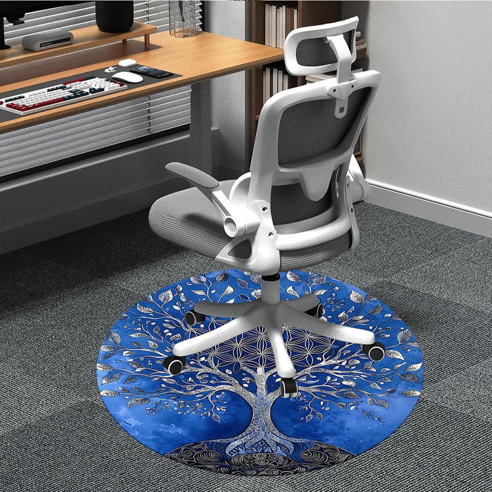 1pc Tree Mandala Office Round Area Rug,  Mat Suitable For Office, Under Office Chairs Bedroom Living Room Home Decor, Room Deco