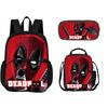 Deadpool  School 3Pcs Set with Front Pocket Backpack+lunch Bags+Pencil Bag Fashion Schoolbag Backpack Trend Kids Gift