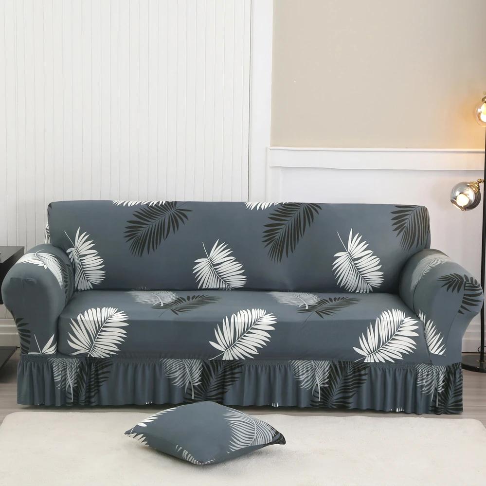 1-4seat Super Soft Stretch Sofa Covers Sofa Skirt Slipcover for Living Room Couch Cover Easy Fit Washable Furniture Protector 1-seat90-140cm 2589₽