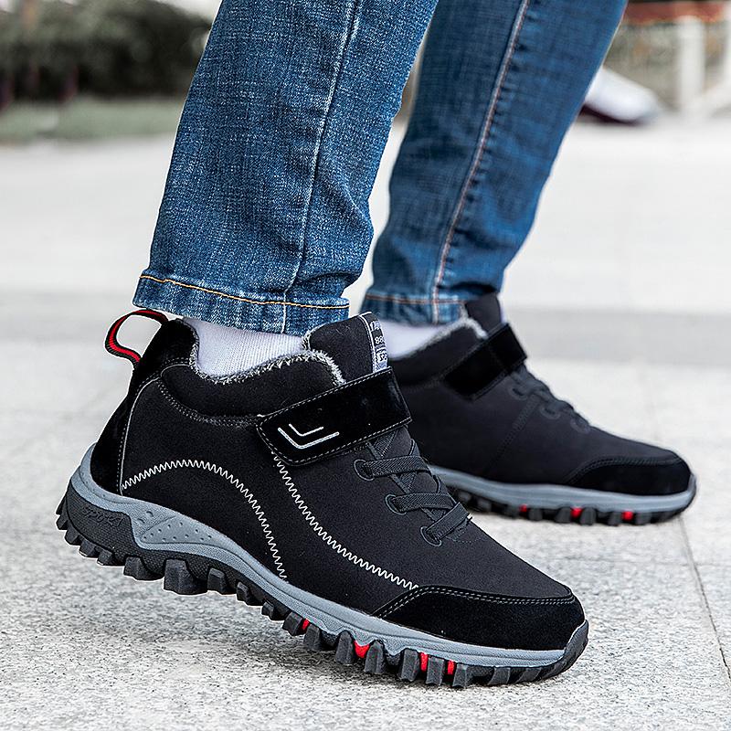 Winter Men Suede Work Shoes Fur Warm Ankle Boots Outdoor Non-slip Men's Boots Men Waterproof Snow Boots