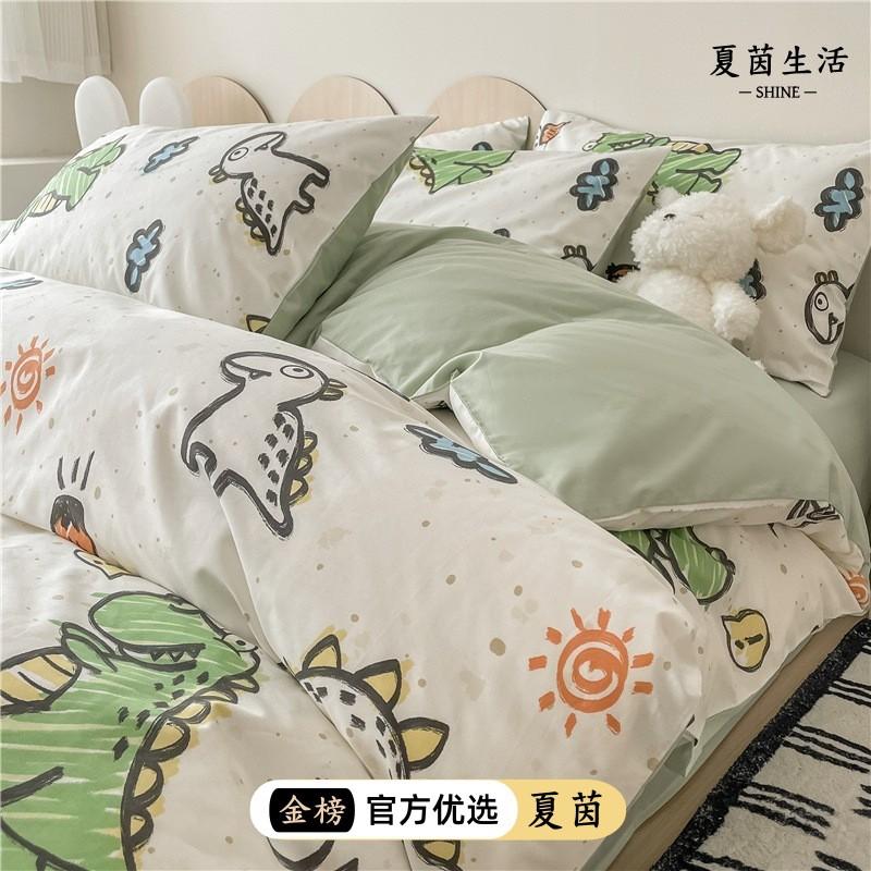 Cartoon Fresh Cotton Bedding Set 133x72 Thread Count Dorm