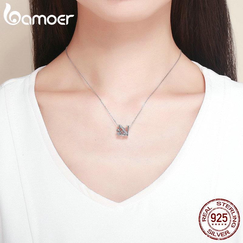 BAMOER Echtes 925 Sterling Silber Buchstabe N Alphabet Perlen Charms Fit Charm Armbänder & Armreifen DIY