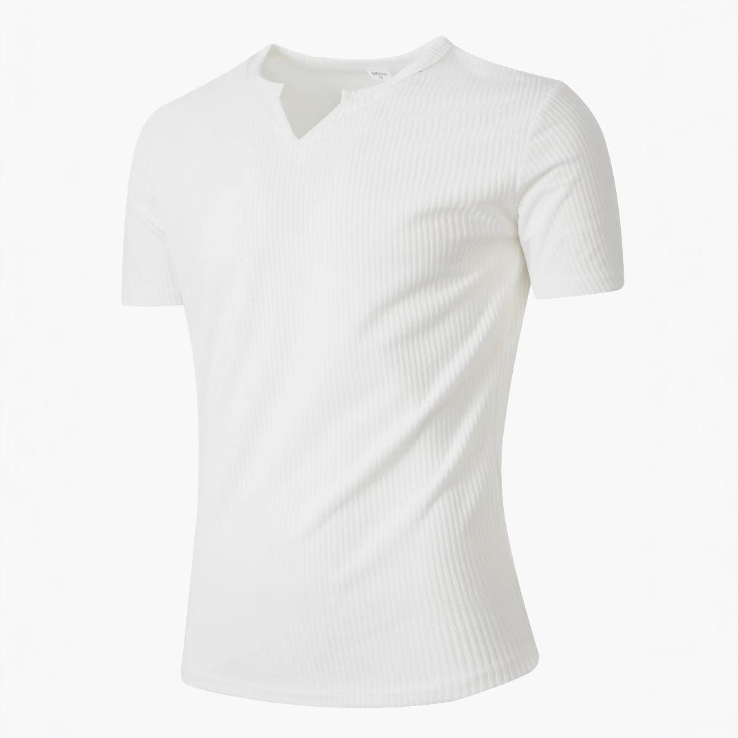 

Summer New Men S Quick-Dry V-Neck Shirt Sports Casual Solid Color Tight Show Body T-Shirt Top Fitness Bottoming Shirt Male S білий