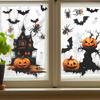 Halloween Window Stickers Pumpkin Bat Pattern Wall Stickers Self-Adhesive Bedroom Living Room Horror Decoration