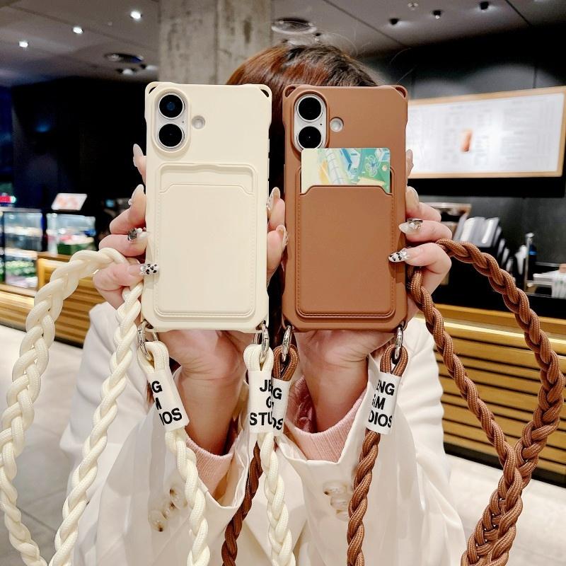 Lanyard Case For iPhone 17 16E 16 Pro Max 11 12 13 14 Pro 15 Plus X Max Shockproof Card Slot Holder Crossbody Strap Cover