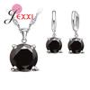 Solid 925 Sterling Silver Jewelry Sets 4 Claws Cubic Zirconia Pendant Necklace Earring Fashion Jewelry For Women SET