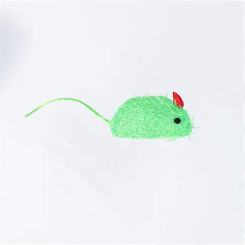 Green Plush Mouse Cat Toy - Interactive Catnip Filled Teaser Toy зелёный