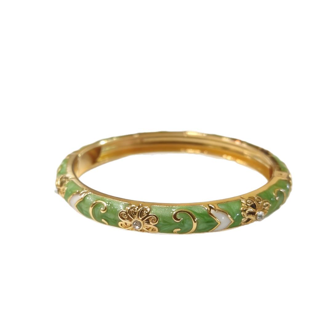 New Chinese Style Macaron Enamel Fresh Floral Pattern Atmospheric Accessory Bracelet