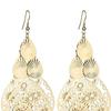 1 Pair Hook Earrings Exaggerated Retro Geometric Elegant Hollow Flowers Waterdrop Pendant Women Dangle Earrings Fashion Jewelry