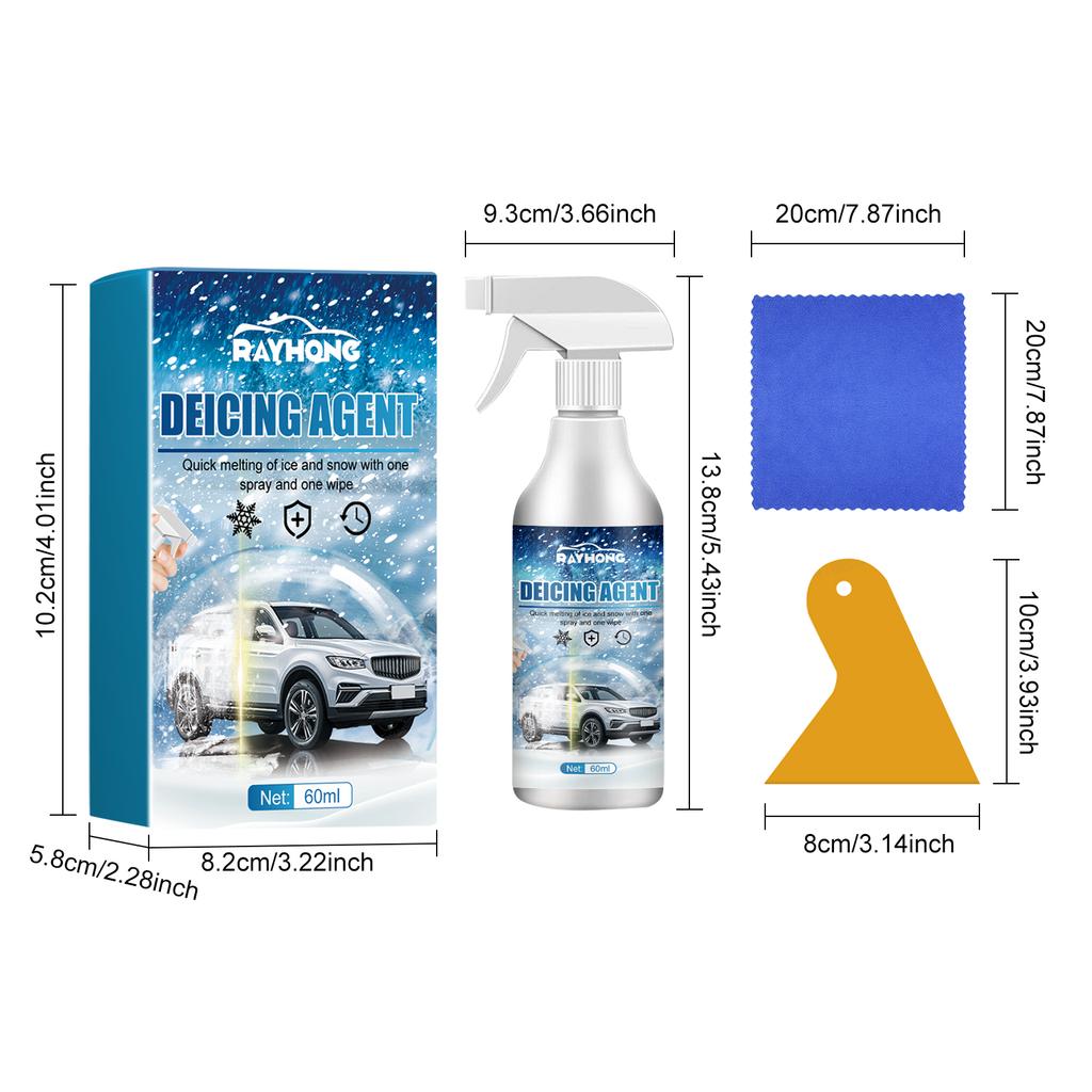 Ice & Snow Melter - Winter Automotive Glass Rapid Ice & Snow Remover, Windshield & Window Snow Prevention Agent