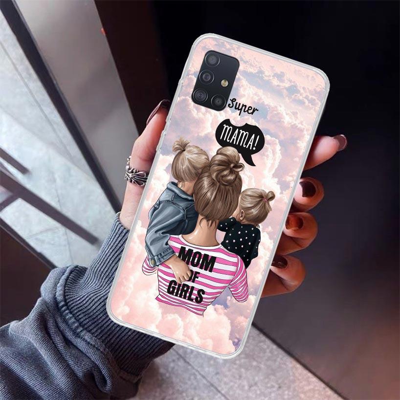 Girl Super Baby Mom Pink Phone Case For Samsung Galaxy A12 A52S A42 A32 A22 A51 A50 Note 20 Ultra 10 S10 Plus A71 A70 A31 A30 A1