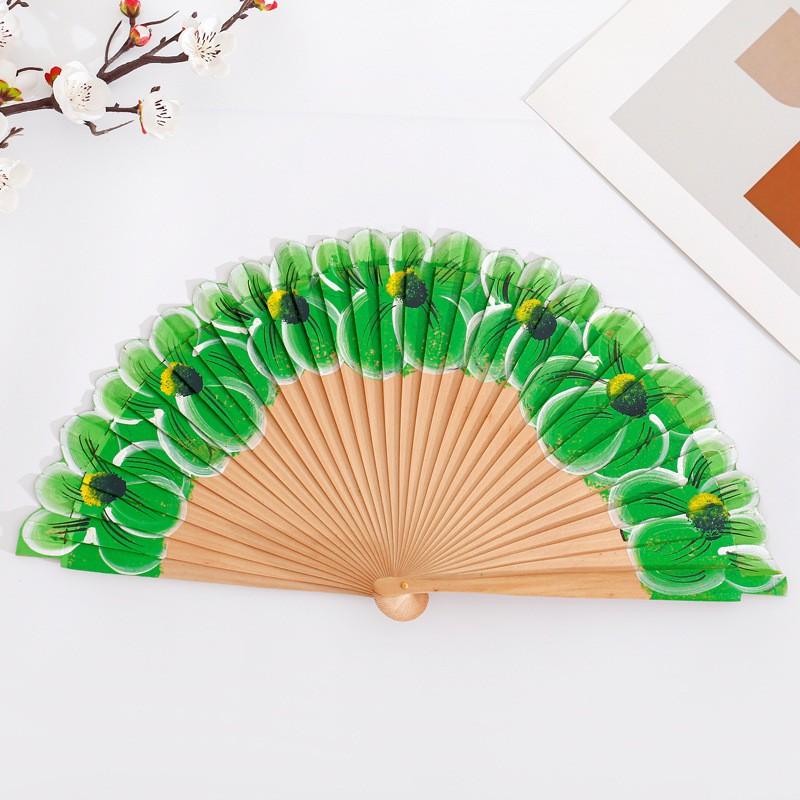 Portable Wooden Folding Fan Handheld for Dancing Wedding Party Gift Home Decoration and Stage Performance Use