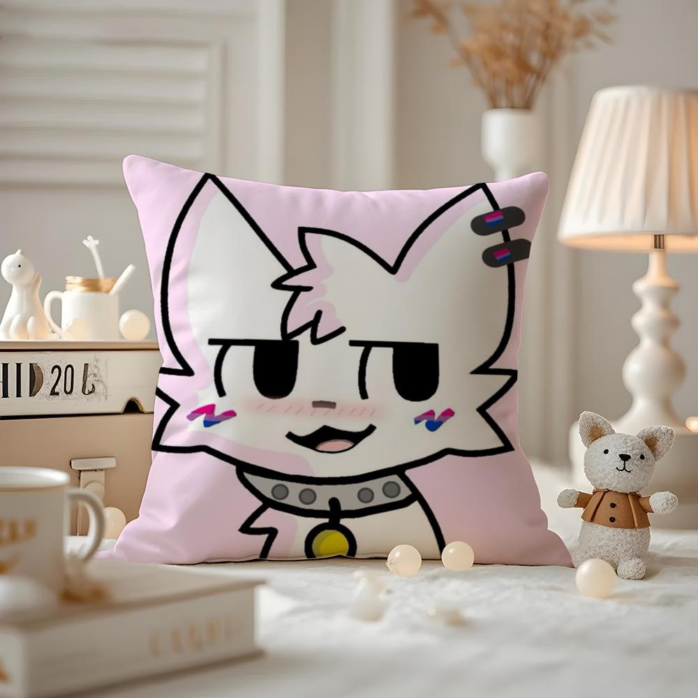 BBoykisser Silly Cat Cute Cushion Cover Antidustmite Pillowcase Invisible Zipper Silky Short Plush Sofa Cushion Cover