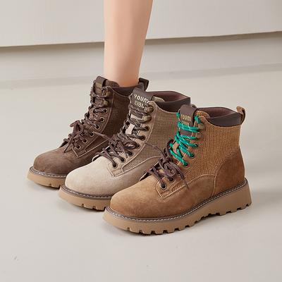 New Thick-soled Height-increasing Boots for Women, Outdoor Motorcycle Boots, Short Boots and Hiking Shoes